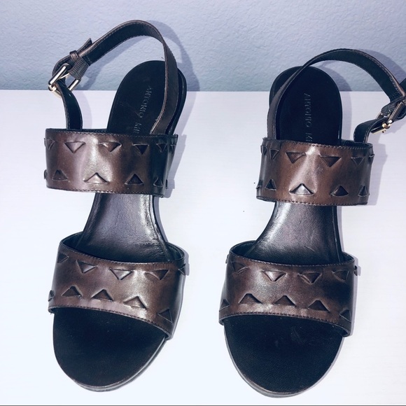 ANTONIO MELANI "Kenndal" Brown Leather Sandals 10 - Picture 8 of 13
